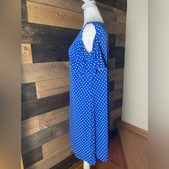 MSK Blue Polka Dot Dress, Size Large - Picture 2 of 9